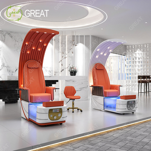 Chaise de manucure réglable Équipement de salon de manucure en cuir Pu orange Massage électrique Fauteuil de pédicure pour spa des pieds - Product Image 1
