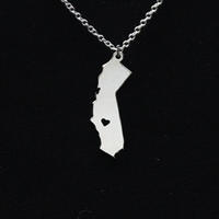 Collier Acier Inoxydable Bijouterie État Californie Charme État Carte Collier Coeur Colliers Bijoux