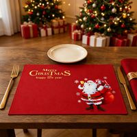 Nouveau style de chemin de table de Noël pour cuisine et salle à manger, nappe créative imprimée en polyester, motifs bonhommes de neige et Père Noël, ambiance festive américaine pour la maison