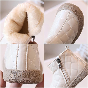Autumn and Winter Short Boots Children's Vintage Warm Short Boots PU Children's <b>Soft</b> Sole Snow Boots - Product Image 3