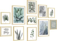 Botanical Wood Framed Dekorasi Galeri Seni Dinding Besar dengan Set Bingkai Foto Kayu Ringan dan Bingkai Foto Tanaman Tropis Dekoratif