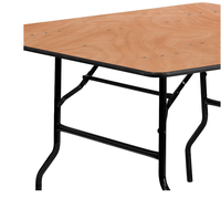 Table pliante carrée en contreplaqué avec finition transparente, table de banquet robuste pour mariage, événement, fête