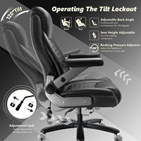 Chaise de bureau grande et haute, chaise robuste avec accoudoirs rabattables, chaise ergonomique à dossier haut pour ordinateur et jeux, chaise de bureau à domicile, 600 lb