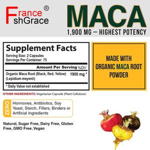 Extracto de Raíz de Maca Premium en Cápsulas de 1900 mg, Mejora la Energía para Hombres y Mujeres, Cápsulas de Raíz de Maca - Product Image 3