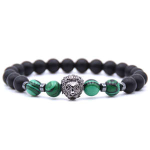 Pulsera elástica con cuentas de cabeza de león negro para hombre, cuentas de ágata de ónix negro mate de 8mm, Chakra curativo, ansiedad, alivio del estrés, Reiki, Yoga - Product Image 6