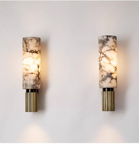 JACKSUN Marble Cylindrical <strong>Hallway</strong> Wall Lamps Black Gold Brass Long Vanity Wall Scones Corridor Stairs Stone Wall <strong>Light</strong> <strong>Fitting</strong> - Product Image 2