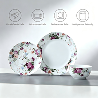 Service de vaisselle en porcelaine vintage à motif végétal, style européen moderne, durable, assiettes et bols, pour la maison, les mariages, les restaurants et la restauration occidentale