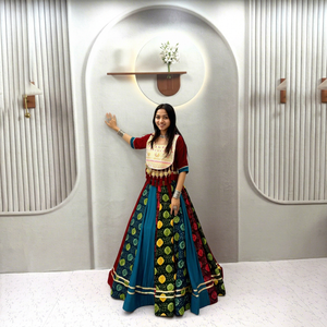 Traditional Indian Women's Floor-Length Cotton <b>Lehenga</b> Set Colorful Printed <b>Skirt</b> Quick Dry All Seasons for Wedding Occasion - Product Image 1