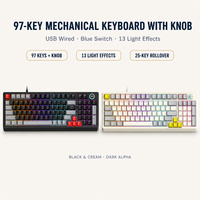 Clavier mécanique tricolore personnalisé, 97 touches, bouton rotatif, 13 effets lumineux, 25 touches anti-ghosting, filaire USB, pour ordinateur de bureau