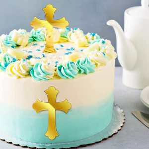 Baptiste entrecroisé Cupcake Toppers classique chrétien baptême décoration or miroir acrylique <span class=keywords><strong>croix</strong></span> gâteau haut - Product Image 4
