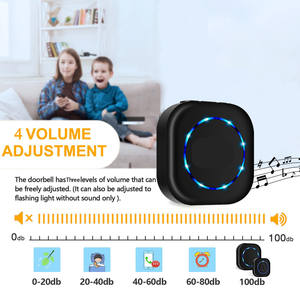 Sonnette de Porte Sans Fil 38 Mélodies 4 Modes 4 Volumes 300M Étanche Pager pour Personnes Âgées à Domicile Alimenté par Batterie Certifié CE - Product Image 2