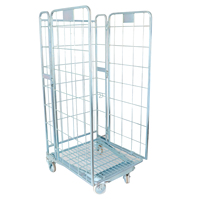 Chariot à palettes métallique à 4 côtés avec panneaux grillagés pour un stockage sécurisé et visible des stocks dans les usines
