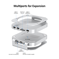 Docking Station Mac Mini M6 M4 Pro, Enclosure SSD M.2 NVMe, Hub USB 3.2 10Gbps, HDMI 4K 60Hz, Pembaca Kartu SD TF, Hub USB-C