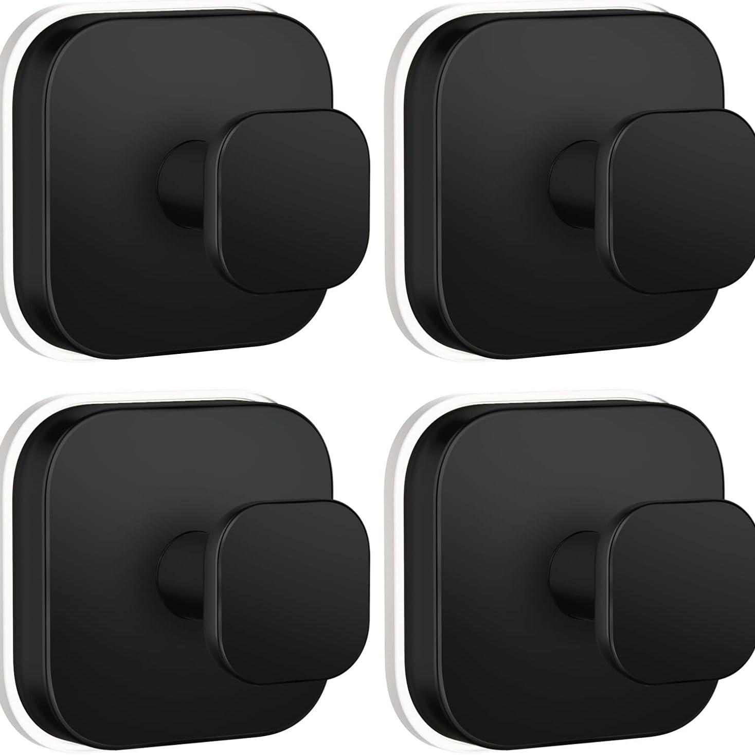 Crochet carré à ventouse-noir-pack de 4