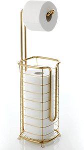 Support et distributeur de papier hygiénique sur pied <span class=keywords><strong>en</strong></span> acier avec rangement pour salle de bain, salle d'eau-Peut contenir 3 méga rouleaux de toile - Product Image 2