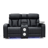 Ensemble de canapés inclinables électriques en cuir Geeksofa pour home cinéma, 3+2+1 places, avec console et haut-parleur Bluetooth pour salon