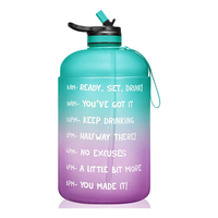 Carafe à eau Sport en Tritan sans BPA, grande capacité 1 tonne/128oz, dégradé de couleur, imperméable avec marqueur de temps et paille