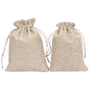 Pochette cadeau en lin avec cordon de serrage, logo personnalisé, vente en gros, sac pour faveurs de mariage, emballage naturel, écologique, fournisseur OEM - Product Image 1