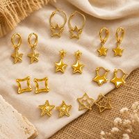 Boucles d'oreilles créoles tendance ES640 Star Design en acier inoxydable, polyvalentes, pour un usage quotidien, bijoux pour femmes, cadeau