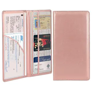 In Stock Rose Gold Premium Pu Leather Vehicle Glove Box Organizer Car Document Holder Wallet