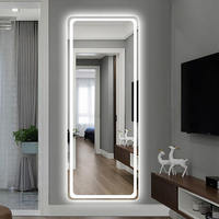 Miroir Mural Moderne pour Salon, Miroir LED Intelligent Anti-Buée Pleine Longueur pour Chambre à Coucher