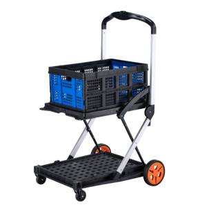 Panier d'épicerie de supermarché pliable Panier à provisions pliable en plastique à pousser à la main Panier de chariot à provisions - Product Image 1