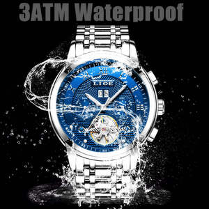 <span class=keywords><strong>Reloj</strong></span> <span class=keywords><strong>Lige</strong></span> 9841 de Lujo para Hombre, Diseño de Acero Inoxidable con Tourbillon, Último Modelo de Relojes Mecánicos Automáticos - Product Image 2