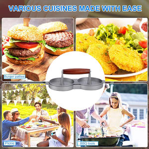 Prensa de hamburguesas antiadherente de doble rejilla, molde para parrilla de carne, herramienta de prensado de Pie de carne - Product Image 5