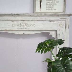 Luckywind Home Decor French Style Rustic Indoor Decorative Fireplace Surround Distressed White Wood <strong>Mantel</strong> <strong>Shelf</strong> Manufacturer - Product Image 4