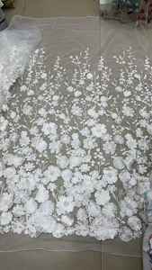 Tessuto in Pizzo Nigeriano di Alta Qualità con Ricamo Floreale 3D, Pizzo Africano Ecologico per Abiti da Festa e da Sposa - Product Image 2