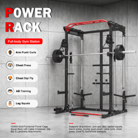 Sistema de Poleas Cruzadas, Estación de Dominadas, Equipo de Fuerza para Gimnasio, Power Rack, Entrenador Funcional con Accesorio Landmine