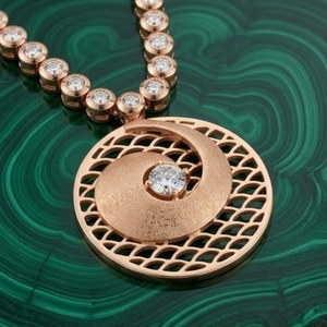 Collier avec pendentif circulaire en argent 925 plaqué or rose italien, serti d'oreillettes assorties, bijoux de créateur pour femmes - Product Image 2