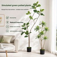 Tanaman Pot Artifisial PU Sutra Berkualitas Tinggi, Mirip Asli, Bunga Lily, Bambu, Ficus Bengal, Hiasan Lantai, Dekorasi Rumah & Luar Ruangan, Impor