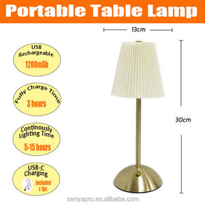 Lampe de <span class=keywords><strong>table</strong></span> en tissu Senya-<span class=keywords><strong>Pro</strong></span> avec batterie rechargeable intégrée, lumière LED de bureau <span class=keywords><strong>à</strong></span> intensité variable multicolores, idéale pour les événements de mariage - Product Image 2