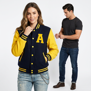 Durable Custom Design Unisex Wool/Viscose Varsity Jacket <b>Canvas</b> Fabric Waterproof Front Logo-Best Quality Hooded Silk Lining - Product Image 2