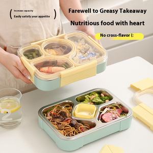 Fiambrera con logotipo personalizado caliente, Tiffin de conservación de alimentos calentable <span class=keywords><strong>para</strong></span> el <span class=keywords><strong>trabajo</strong></span>, contenedor de almacenamiento de alimentos <span class=keywords><strong>para</strong></span> <span class=keywords><strong>llevar</strong></span>, caja Bento de acero inoxidable - Product Image 5