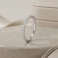 Bague de fiançailles en argent S925 et moissanite pour femme, empilable, plaquée platine, avec sertissage pavé certifié, style luxe léger