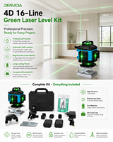 DERUIDA Niveau laser vert 4D 16 lignes 360° auto-nivelant télécommandé haute précision portable pour la construction et le carrelage