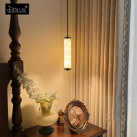 Luminaire suspendu en albâtre DGLUX, design moderne en forme de cylindre, LED, changement de trois couleurs, 10W, noir nacré, pour chambre à coucher, salon