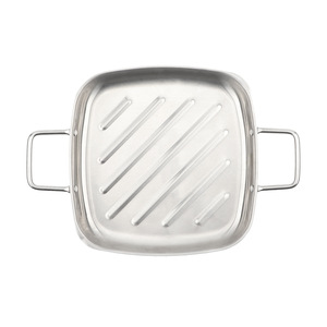 กระทะย่างสี่เหลี่ยมสแตนเลสสำหรับสเต็กและปลาพร้อมด้ามจับขนาด 12x12 นิ้ว - Product Image 1