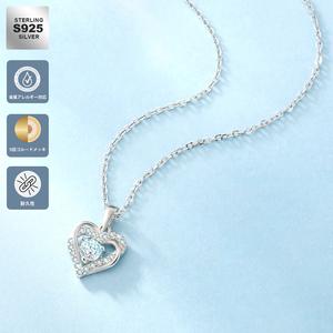 Collana con Cuore in Moissanite, Pendente con Diamante Creato in Laboratorio da 1 Carato, Placcato in <span class=keywords><strong>Oro</strong></span> Bianco 14K, Catena in Argento Sterling 925, Gioiello Regalo per Donne - Product Image 2