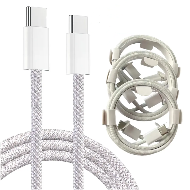 New Nylon Braided 60W PD Type c to Type c Cable for iPhone 18 Pro Max USB2.0 Fast Charging USB C Data Cable