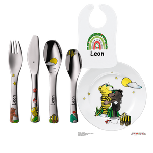 WMF Set de Regalo Janosch: Cubiertos para Niños con Grabado + Plato Infantil + Babero para Bebés - Product Image 1