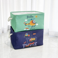 Panier de rangement pour jouets d'enfants à trois couches épaissies avec motifs d'avion et de véhicules de construction, adapté à l'organisation