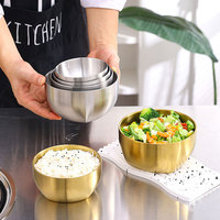 Bols à riz coréens durables et écologiques en acier inoxydable SUS304 de qualité alimentaire, à double paroi, fond carré, anti-brûlure, pour les fêtes