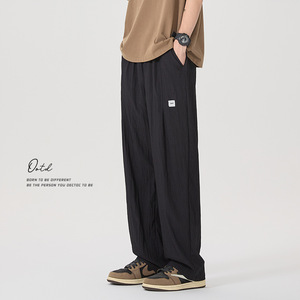 Heren Zomer Casual Fleece Broek Anti-Pilling Geweven Koel Ademend Zonwerend Beschermd Midden Taille Platte Voorkant Trekkoord Sluiting Dun - Product Image 5