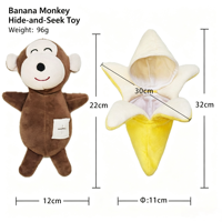 Jouet interactif pour chien en peluche, couineur et à bruit froissé, pour cachette et puzzle de friandises, formes banane, singe, carotte, lapin