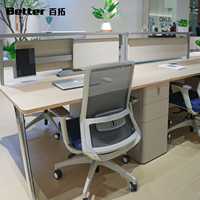 Escritorio de Oficina Modular para Dos Usuarios con Alimentación Integrada y Configuraciones Expandibles para 4 o 8 Personas