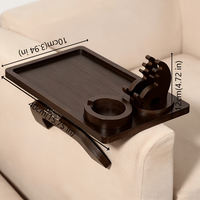 Plateau en bois alimentaire, compatible 360° °   Support rotatif pour tasse et téléphone, table d'accoudoir pliable, plateau de canapé réglable en bois