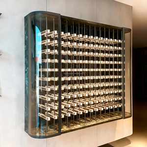 Estante de vino de puerta de cristal montado en la pared de aluminio de <span class=keywords><strong>metal</strong></span> personalizado Modular de lujo minimalista moderno para Bar Hotel casa bodega Villa - Product Image 5